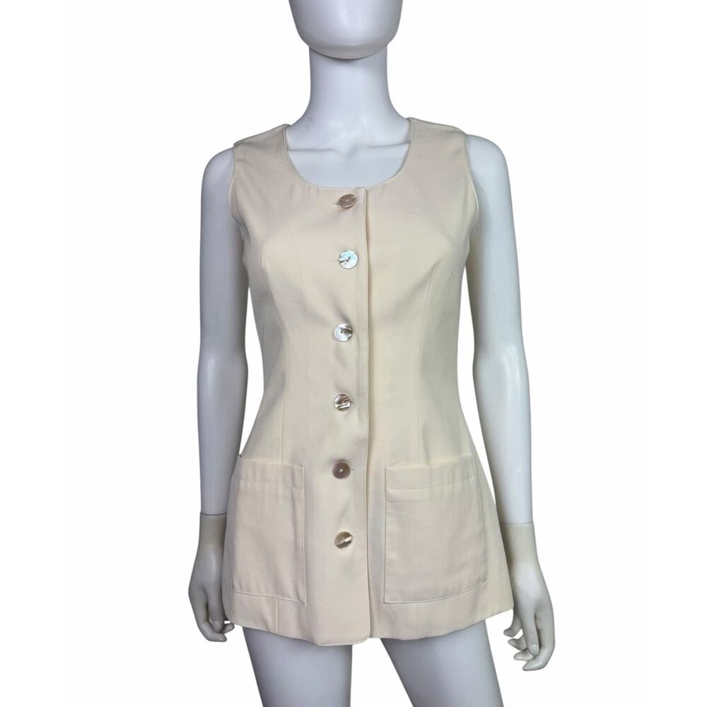Maryam Nassir Zadeh Women's 2 Cream Cotton Twill Sleeveless Top EUC